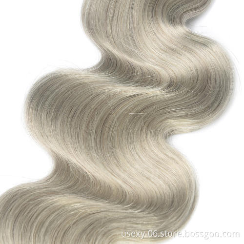 Virgin Hair Extension Brazilian Body Wave Two Tone Ombre 1B/Grey Human Hair Extention